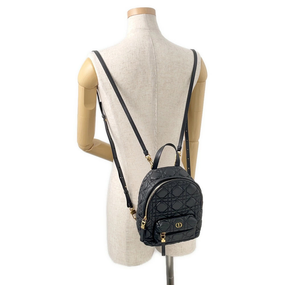 Christian Dior Cannage Backpack Rucksack Daypack Lambskin Black Bag - Picture 4 of 12